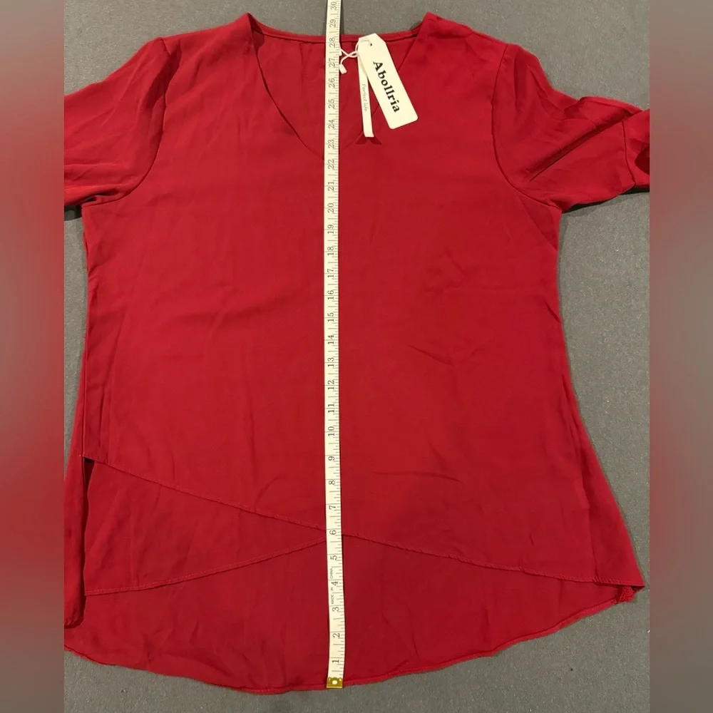 Abollria Red Blouse NWT | Bell Sleeve Top | Holiday / Work / Party - Picture 4 of 11